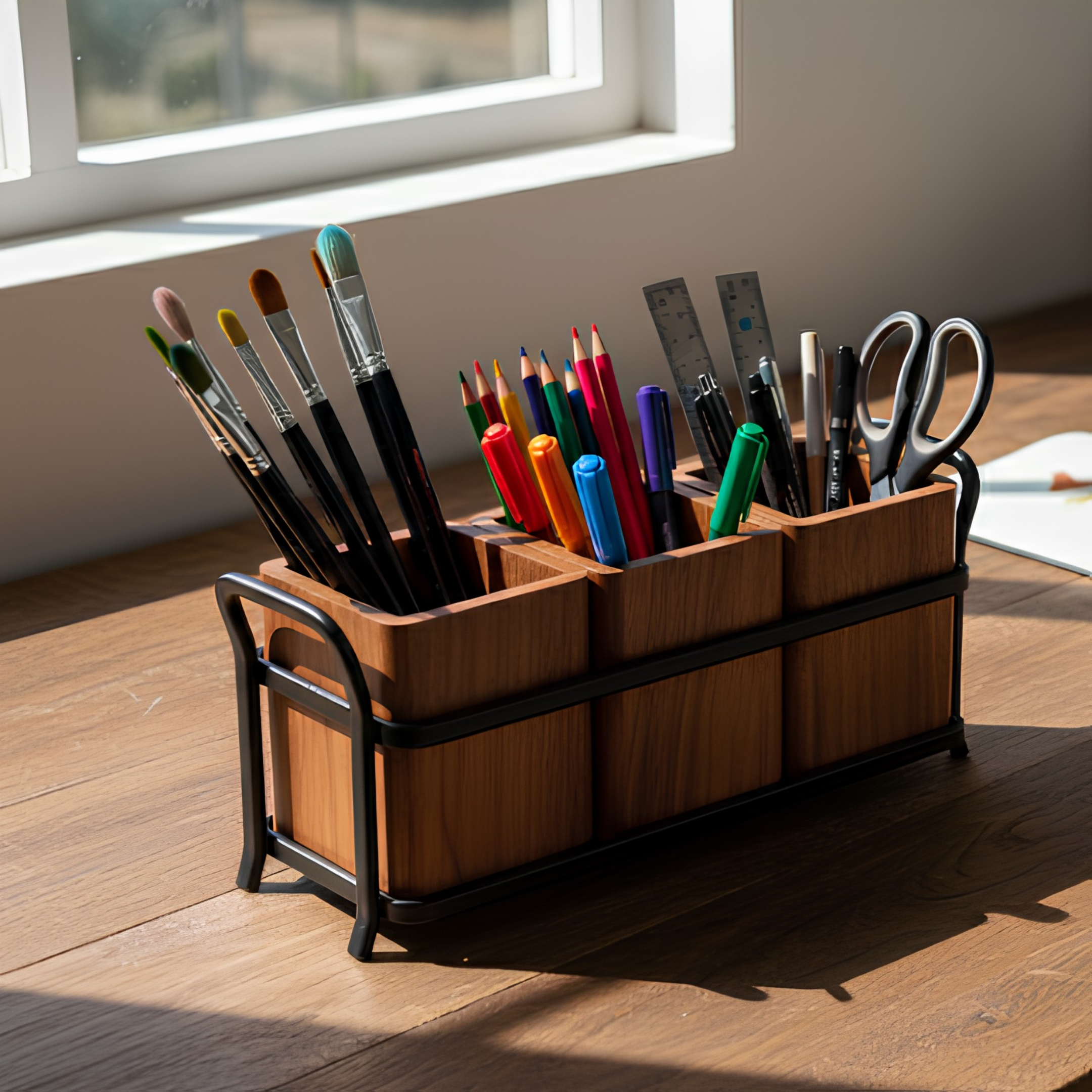 Tabletop Cutlery Holder – Wood & Metal