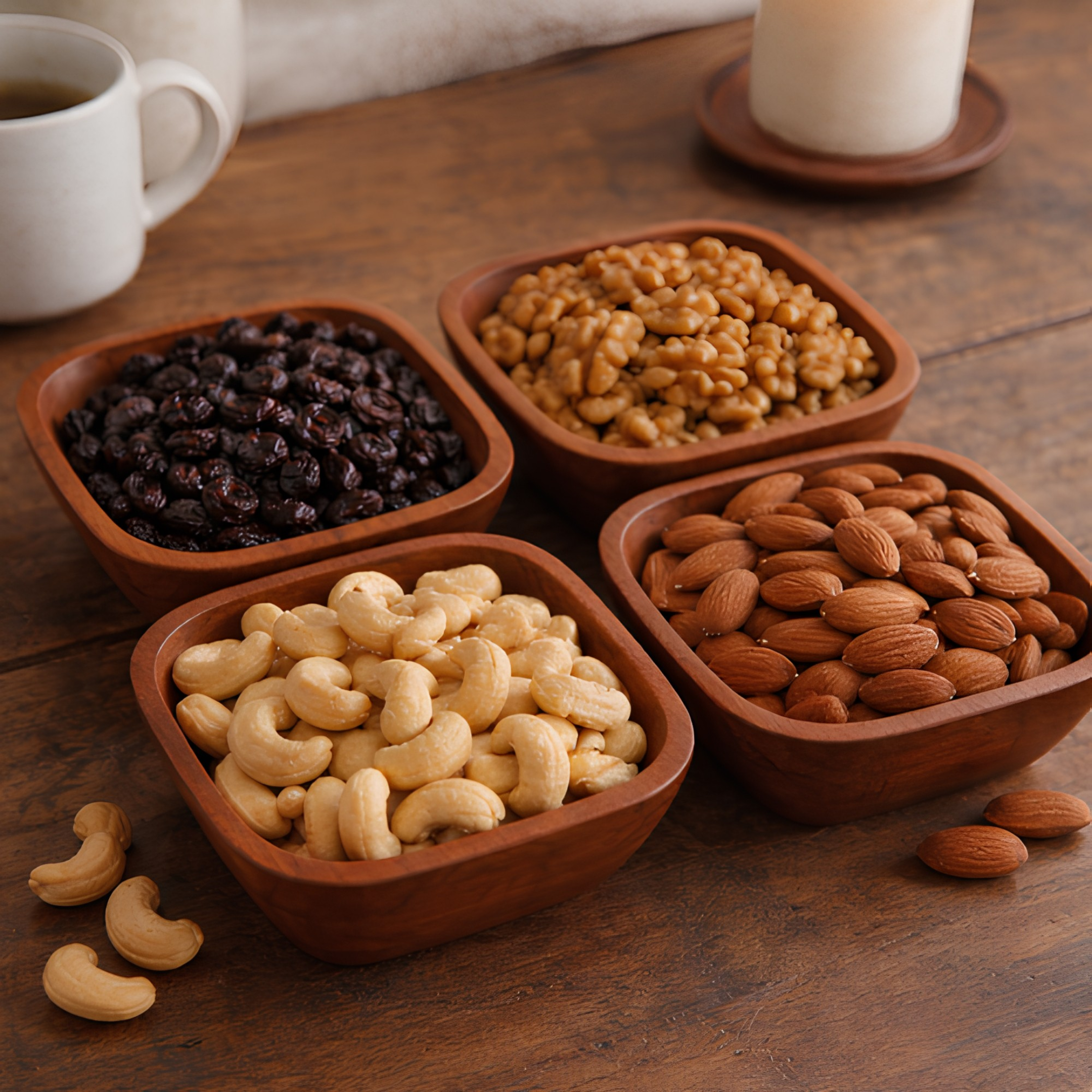 Square Snack Bowl Set (Set of 4) – Acacia Wood