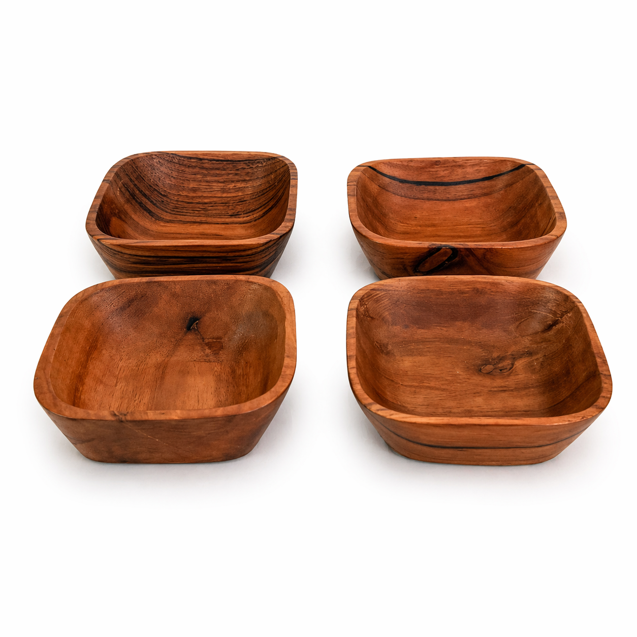 Square Snack Bowl Set (Set of 4) – Acacia Wood