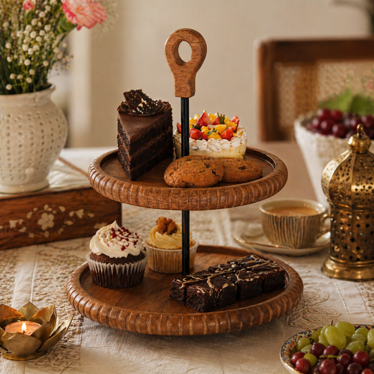 2-Tier Cake Stand – Mango Wood