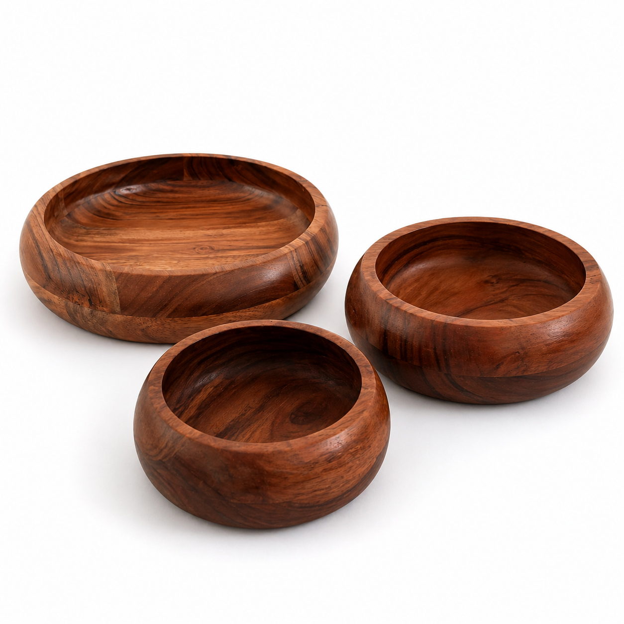 Rounded Edge Serving Bowl – Acacia Wood