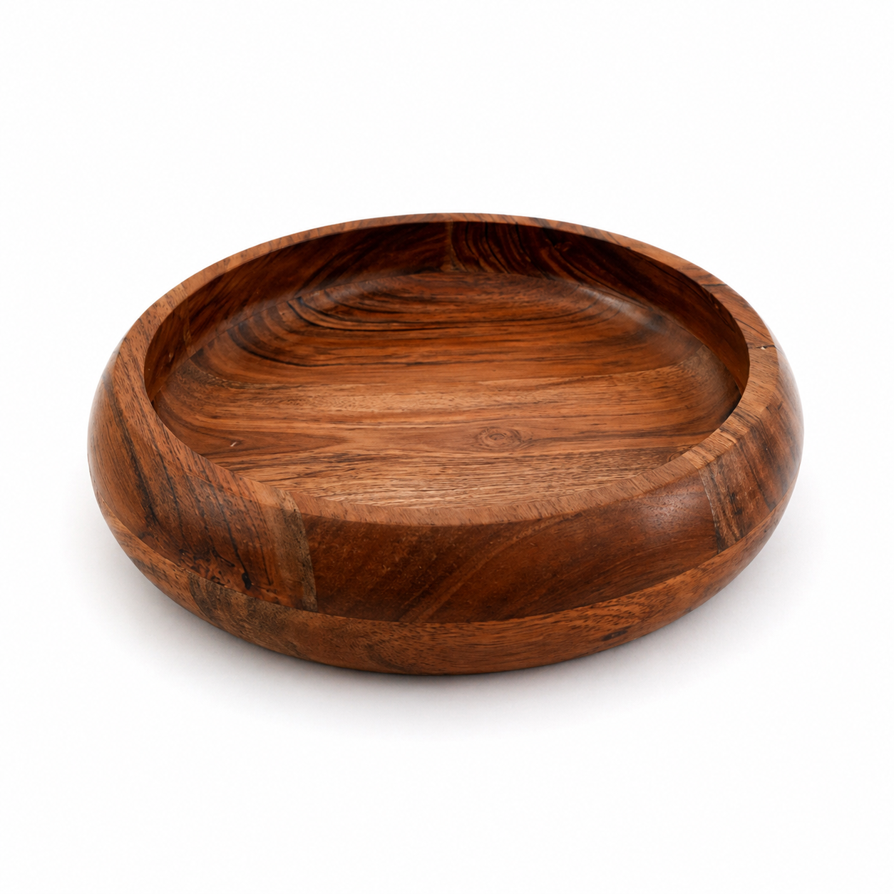 Rounded Edge Serving Bowl – Acacia Wood